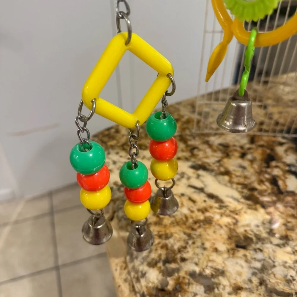 Vibrant Hanging Bird Toy Set with Bells